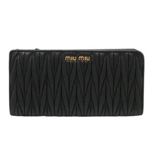 Pre-owned Leather wallets Miu Miu Pre-owned , Black , Dames