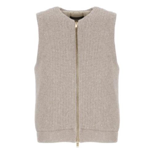 Grijze Wollen Gilet met Pailletten Fabiana Filippi , Gray , Dames