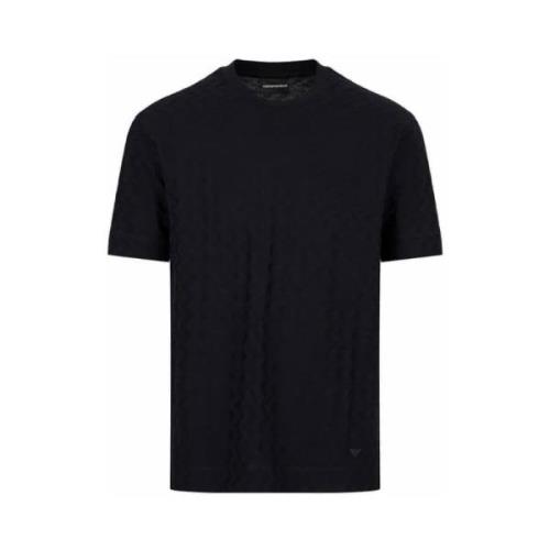 Ronde hals Jacquard T-shirt Armani , Blue , Heren