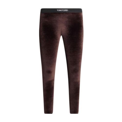 Bruine Fluweel Cropped Broek Tom Ford , Brown , Dames