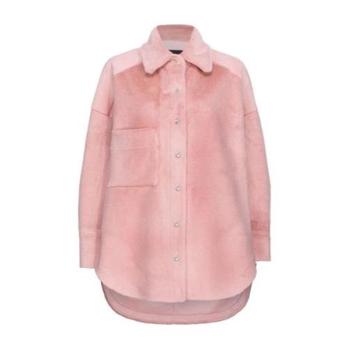 Faux-Fur Spread Kraag Jas Pinko , Pink , Dames