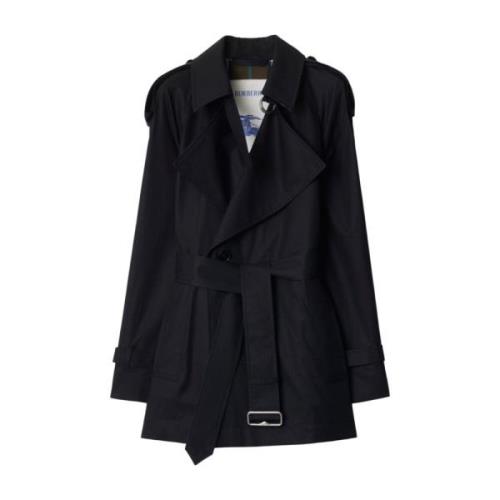 Zwarte Katoenen Trenchcoat Burberry , Black , Dames