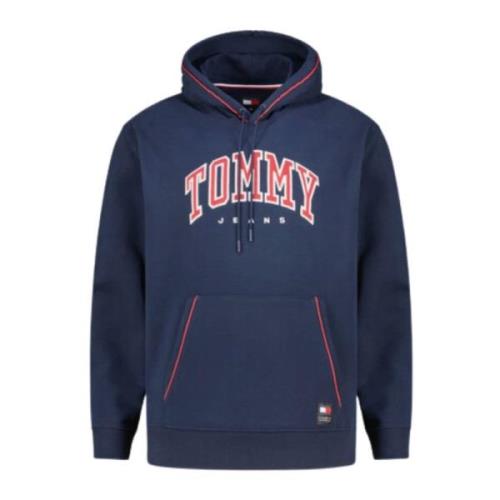 Blauwe hoodie met zijzakken Tommy Hilfiger , Blue , Heren