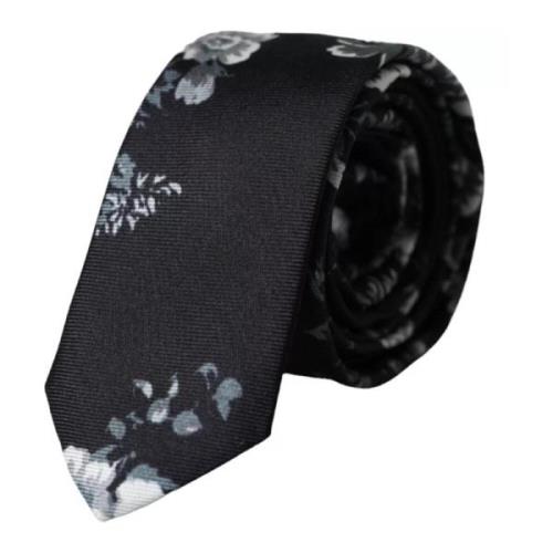 Zwarte zijden stropdas met bloemenprint Dolce & Gabbana , Black , Here...