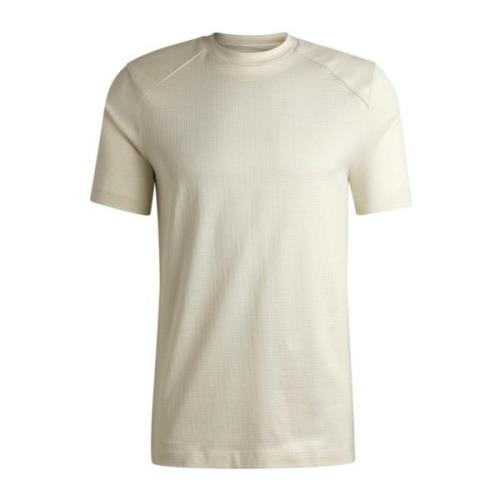 Ripstop Katoenen T-shirt met Gladde Inzetstukken Hugo Boss , White , H...