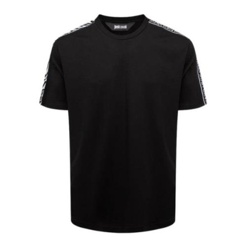 Zwarte Katoenen T-shirt met Logobanden Just Cavalli , Black , Heren