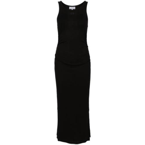 Zwarte Midi Jurk voor Vrouwen Ganni , Black , Dames