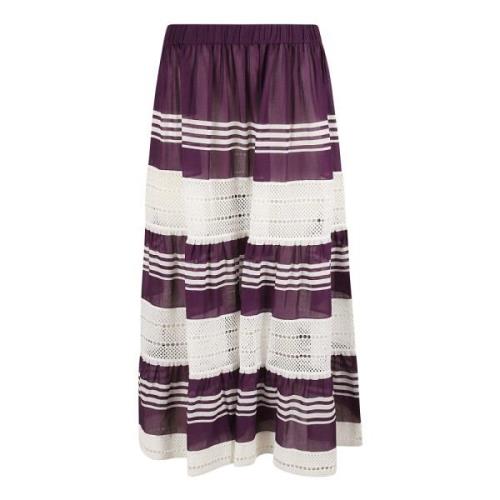 Gestreepte Katoenen Midi Rok Tory Burch , Multicolor , Dames