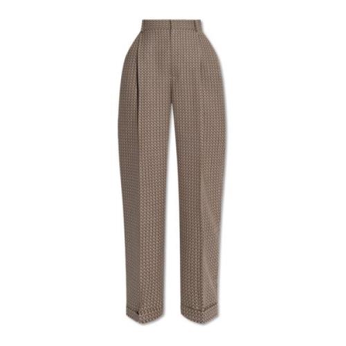 Geplooide broek met patroon Moschino , Beige , Dames