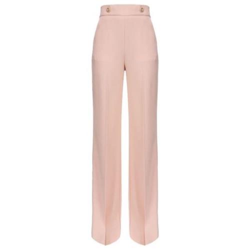 Crepe stretch broek met gouden knopen Pinko , Pink , Dames