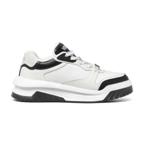 Witte Sneakers Paneelontwerp Logopatch Versace , White , Heren