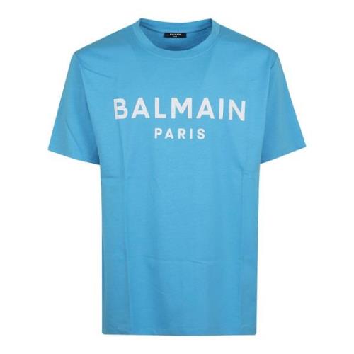 Blauw Stijlvol T-shirt voor Mannen Balmain , Blue , Heren