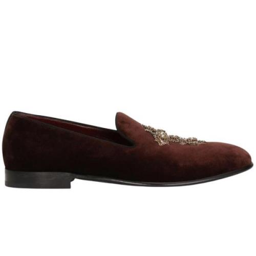 Velvet Jewel Cross Moccasins Leather Interior Dolce & Gabbana , Red , ...