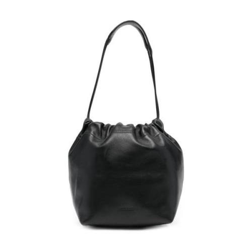 Zwarte Leren Bucket Bag met Cirkelvormig Ontwerp Jil Sander , Black , ...