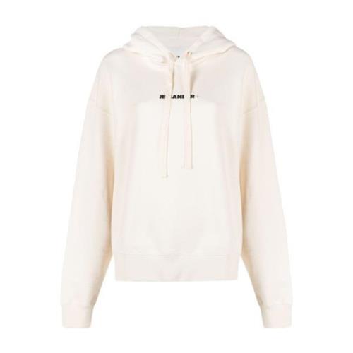 Witte Logo Print Hoodie Jil Sander , White , Dames