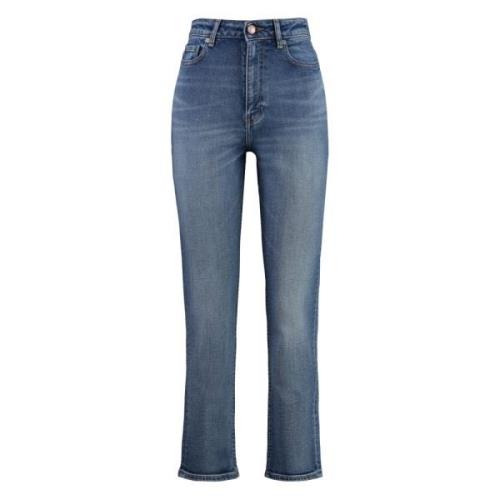 Slim Fit High-Rise Jeans met Metalen Details Ganni , Blue , Dames