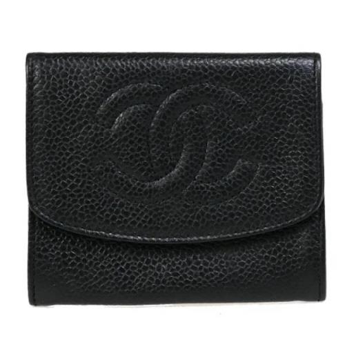 Pre-owned Leather wallets Chanel Vintage , Black , Dames