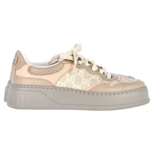 Pre-owned Leather sneakers Gucci Vintage , Beige , Dames