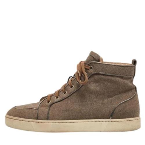 Pre-owned Canvas sneakers Christian Louboutin Pre-owned , Brown , Here...