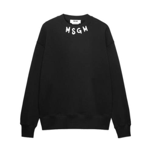 Zwarte Jersey Logo Sweater Msgm , Black , Heren