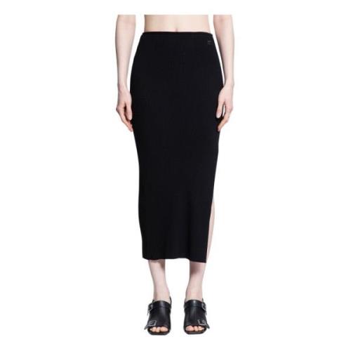 Zwarte Ribgebreide Lange Rok Courrèges , Black , Dames