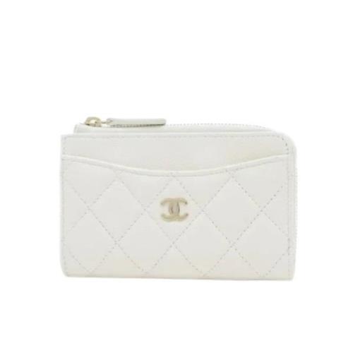 Pre-owned Leather wallets Chanel Vintage , White , Dames