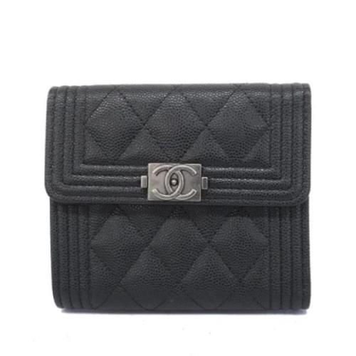 Pre-owned Leather wallets Chanel Vintage , Black , Dames