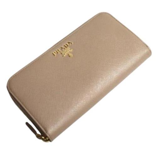 Pre-owned Leather wallets Prada Vintage , Beige , Dames