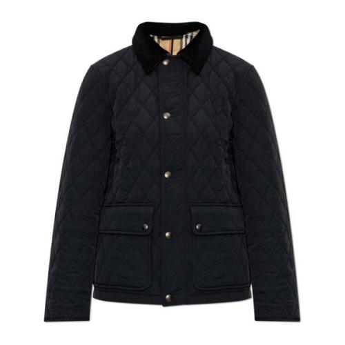 Gewatteerde jas met corduroy kraag Burberry , Black , Dames