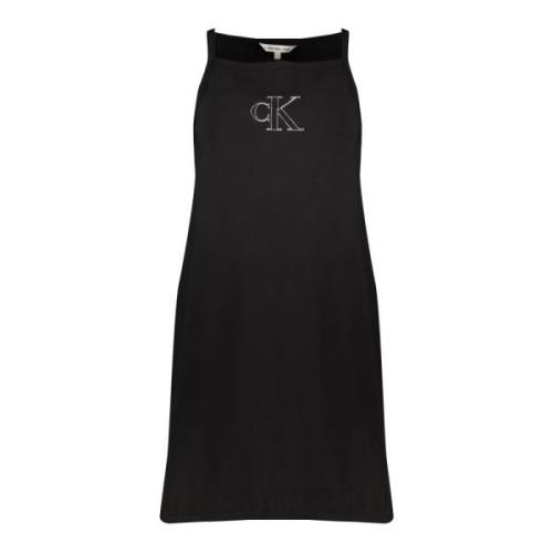 Korte Zwarte Jurk met Dunne Bandjes Calvin Klein , Black , Dames