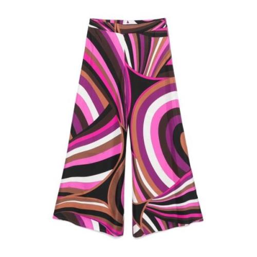 Fuchsia Logo Print Wide Leg Trousers Emilio Pucci , Multicolor , Dames