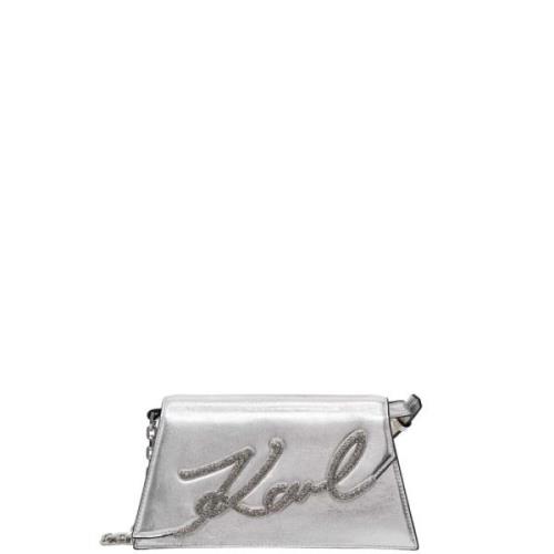 Signature 2.0 Metallic Schoudertas Karl Lagerfeld , Gray , Dames