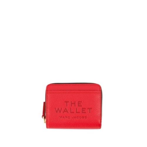 Rode Leren Compacte Portemonnee Marc Jacobs , Red , Dames