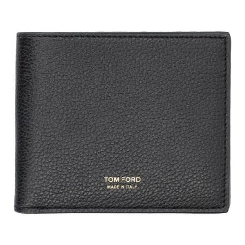 Grainy Leren Bifold Portemonnee Tom Ford , Black , Heren