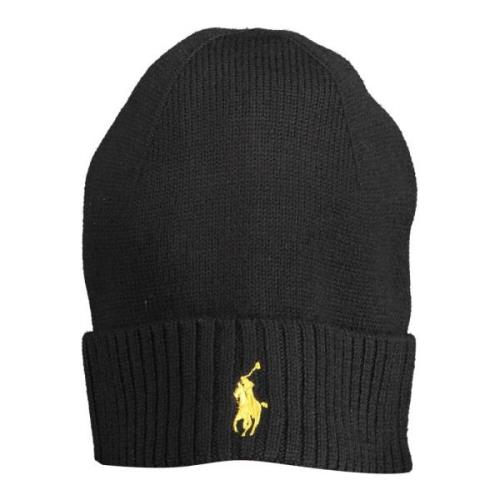 Zwarte Heren Geborduurd Logo Beanie Ralph Lauren , Black , Heren