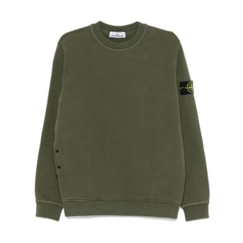 Diagonaal Fleece Trui Groen Mos Stone Island , Green , Heren