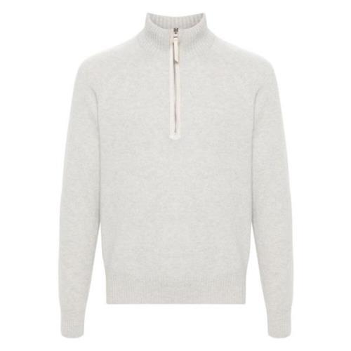 Luxe Wol Kasjmier Half-Zip Trui Tom Ford , Gray , Heren