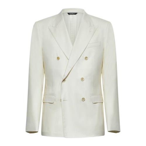 Elegante Ivory Heren Blazer Dolce & Gabbana , Beige , Heren