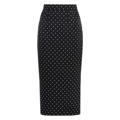 Polka-dot Zijden Pencil Rok Dolce & Gabbana , Black , Dames