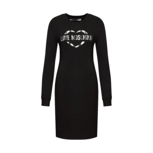 Moderne Katoenen Logo Jurk Love Moschino , Black , Dames