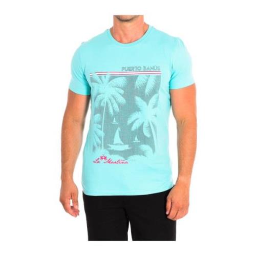 Turquoise T-Shirt met Korte Mouwen La Martina , Blue , Heren