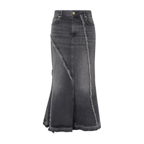 Denim Lange Rok Zwartwassen Ganni , Black , Dames