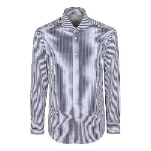 Blauw Klassiek Katoenen Shirt Herenstijl Brunello Cucinelli , Blue , H...