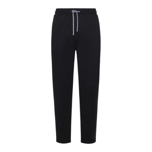 Zwarte Sweatpants Elastische Taille Rechte Pijp Brunello Cucinelli , B...