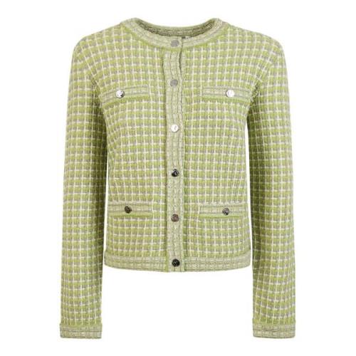 Jacquard Cardigan Sweaters Tory Burch , Green , Dames