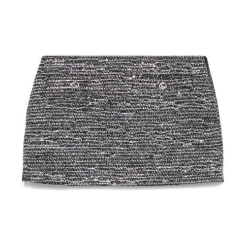 Zwarte Tweed Lamé Streep Rok Gucci , Black , Dames