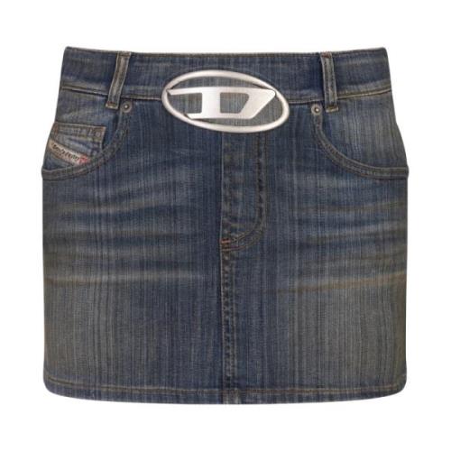 Blauwe Denim Mini Rok Oval D Diesel , Blue , Dames