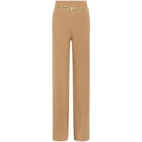 Beige Wol Kasjmier Broek met Riem Paco Rabanne , Beige , Dames