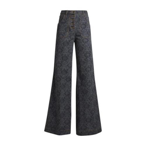 Flare Line Grijze Broek Etro , Gray , Dames