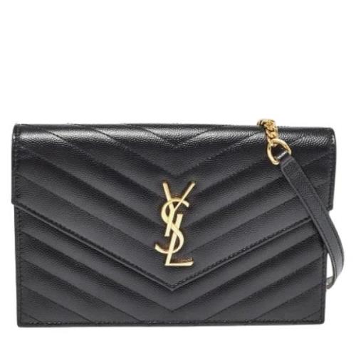 Pre-owned Leather wallets Yves Saint Laurent Vintage , Black , Dames